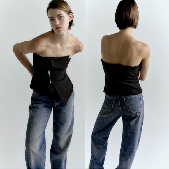 Zara black asymmetrical top - Picture 1 of 3